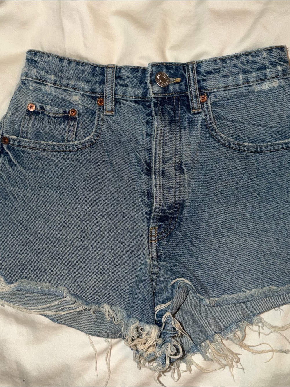 Zara Blue Denim High-Waist Jean Shorts - Women
